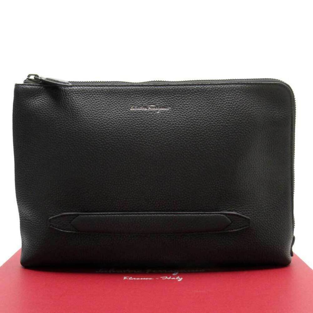 Salvatore Ferragamo Clutch Bag Black Leather